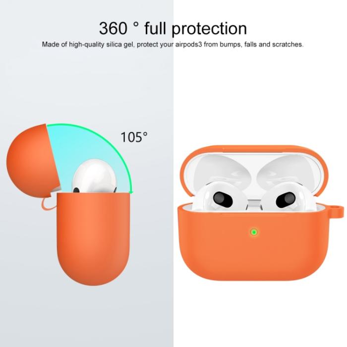 Bild 2,  AirPods 3 Skal Silikon Med Krok Orange