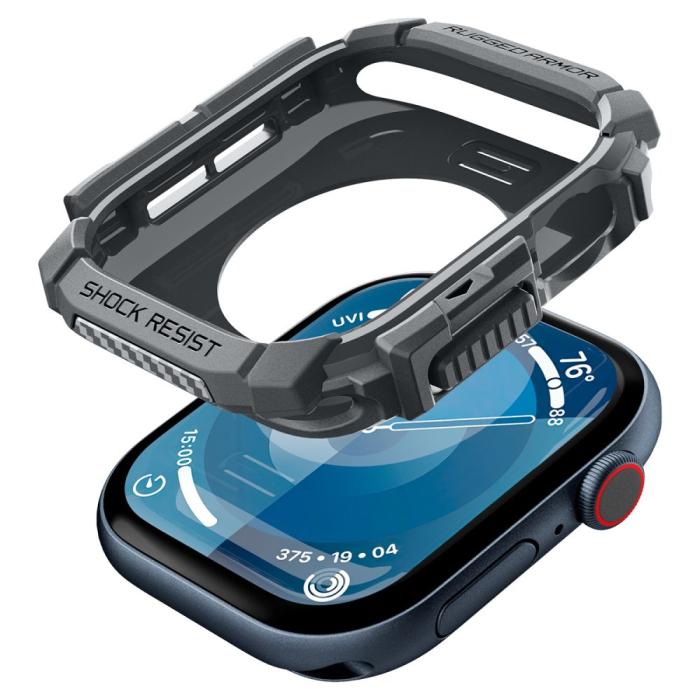 Bild 6, Spigen Spigen Apple Watch 11/10 46 mm Skal Rugged Armor Mörk Grå