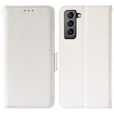  Samsung Galaxy S22 Plus Fodral Litchi Textur Vit