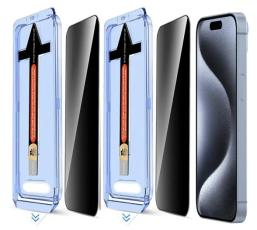  iPhone 15 Pro 2-PACK Sk&auml;rmskydd H&auml;rdat Glas Privacy