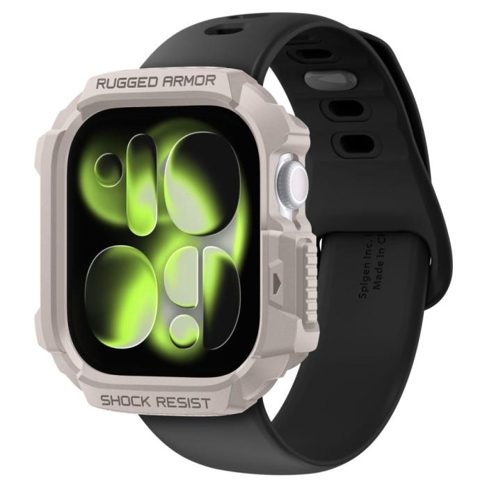 Bild 3, Spigen Spigen Apple Watch 11/10 42 mm Skal Rugged Armor Dune Beige