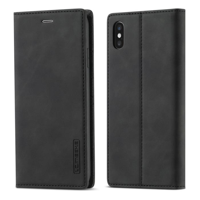 Bild 3, LC.IMEEKE iPhone X/Xs - LC.IMEEKE Läder Flip Fodral - Svart