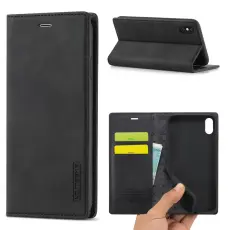 LC.IMEEKE iPhone X/Xs - LC.IMEEKE L&auml;der Flip Fodral - Svart