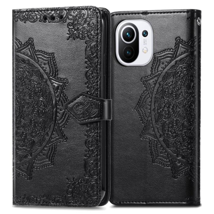 Bild 2,  Xiaomi Mi 11 - Mandala Läder Fodral - Svart