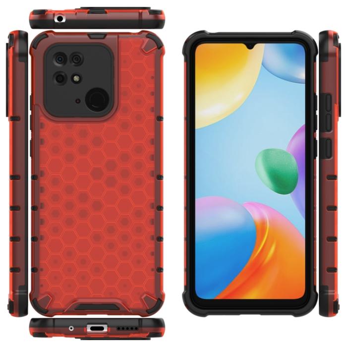 Bild 2,  Xiaomi Redmi 10C Skal Armor Honeycomb Röd