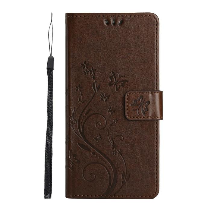 Bild 5,  Samsung Galaxy A27 5G Fodral Blommor/Fjärilar Brun