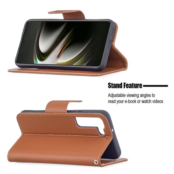 Bild 4,  Samsung Galaxy S22 Fodral Litchi Shark Brun