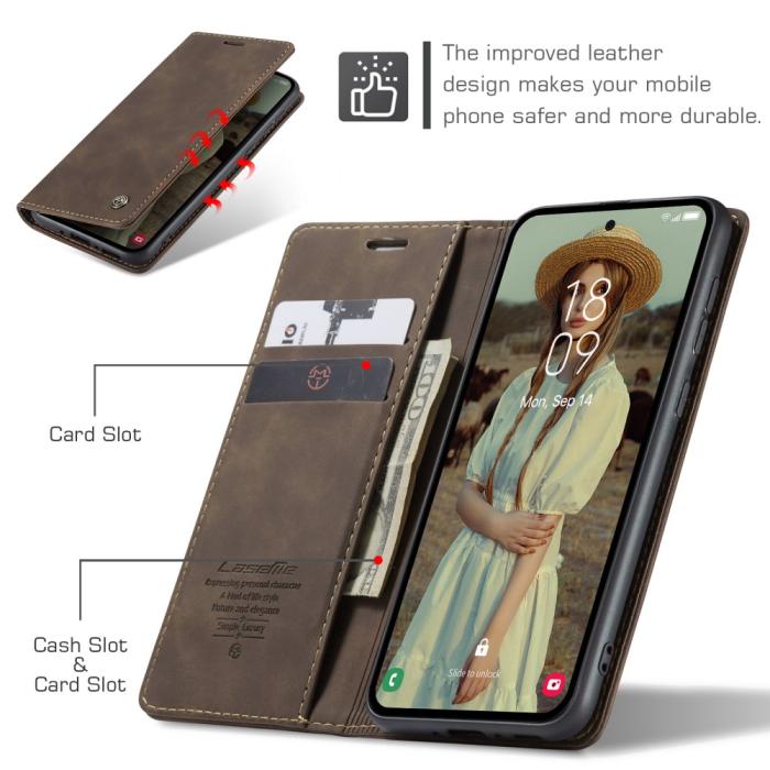 Bild 5, CASEME CASEME Galaxy A56 5G/A36 5G Fodral Retro Läder Mörk Brun