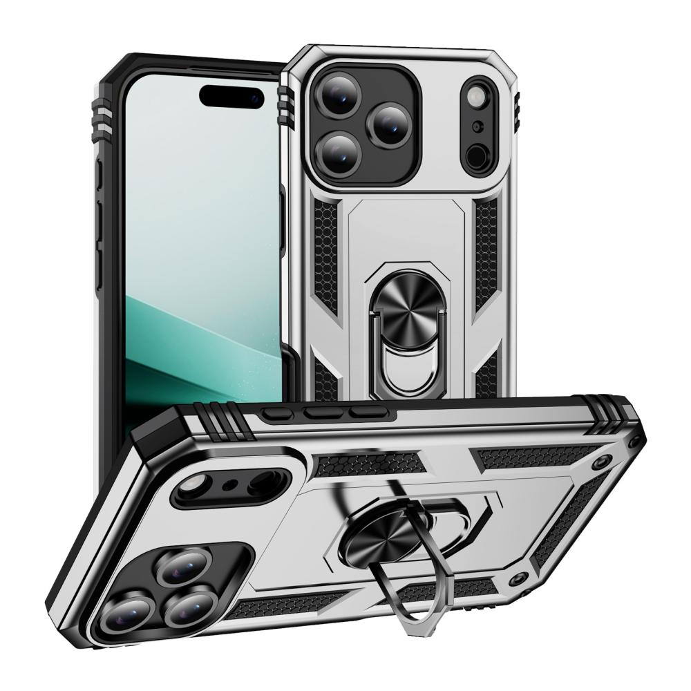  iPhone 17 Pro Skal Shockproof Hybrid Ring Silver