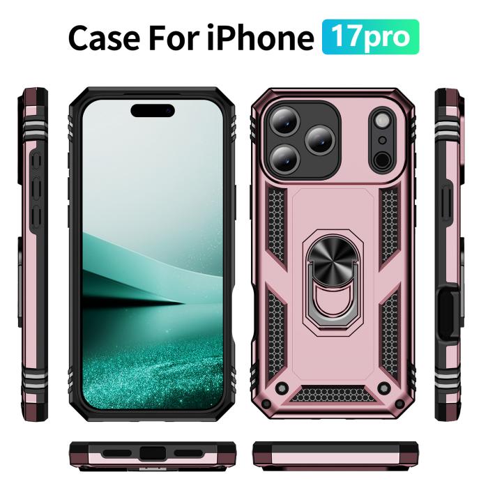 Bild 5,  iPhone 17 Pro Skal Shockproof Hybrid Ring Roséguld