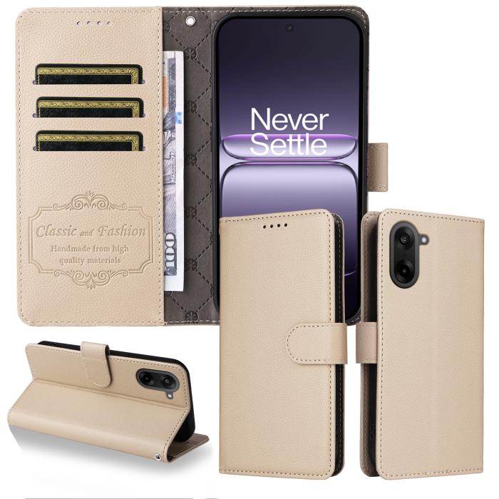 Bild 3,  OnePlus Nord CE5 Plånboksfodral Läder Beige