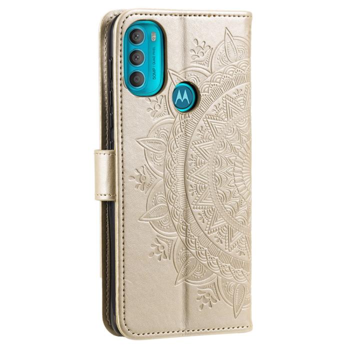 Bild 3,  Motorola Moto G71 Fodral Mandala Läder Guld