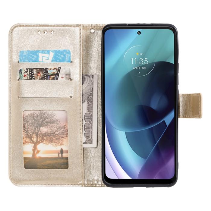 Bild 4,  Motorola Moto G71 Fodral Mandala Läder Guld