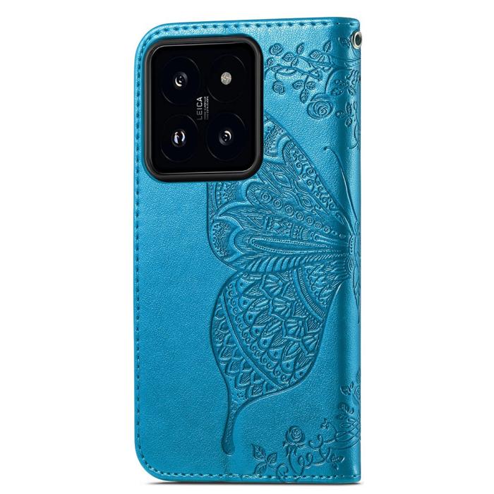 Bild 4,  Xiaomi 14T Fodral Med Fjäril Tryck Blå