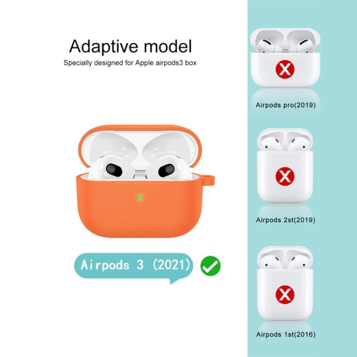 Bild 5,  AirPods 3 Skal Silikon Med Krok Orange