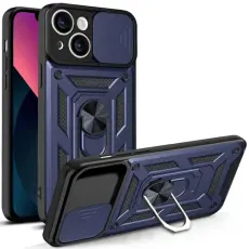  iPhone 14 Skal Armor Hybrid Ring CamShield Bl&aring;