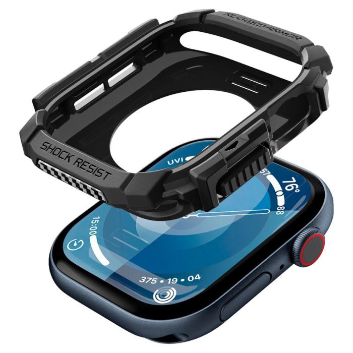 Bild 5, Spigen Spigen Apple Watch 11/10 46 mm Skal Rugged Armor Matt Svart