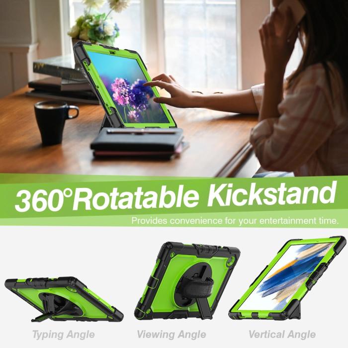 Bild 2,  Galaxy Tab A8 10.5 Skal Shockproof Hybrid Kickstand Strap