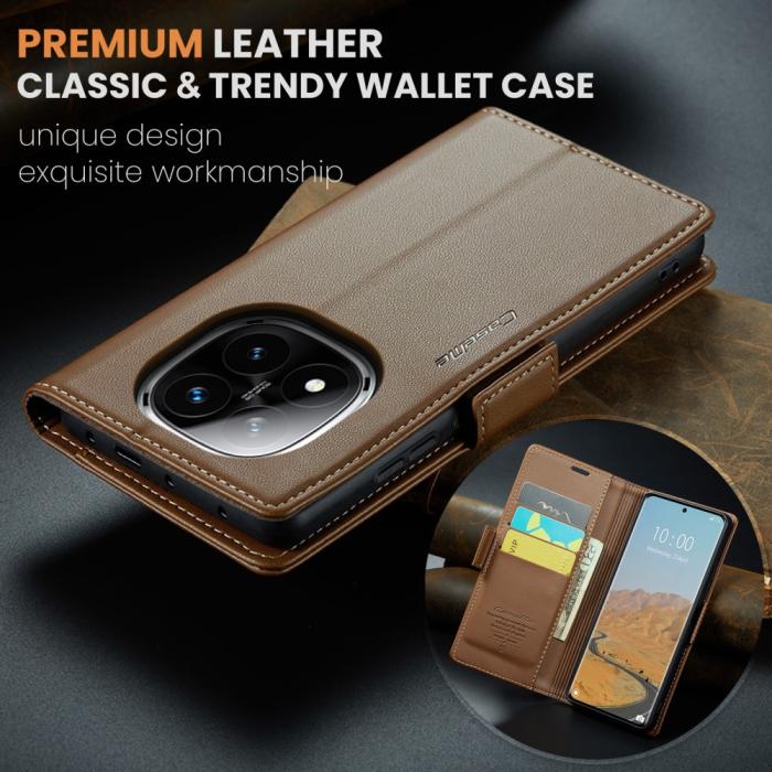 Bild 5, CASEME CASEME Redmi Note 14 Pro/Pro Plus 5G Fodral RFID Läder Brun