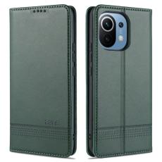 AZNS Xiaomi Mi 11 - AZNS L&auml;der Flip Fodral - Gr&ouml;n