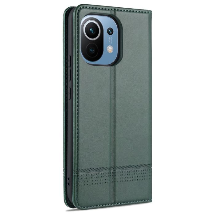 Bild 3, AZNS Xiaomi Mi 11 - AZNS Läder Flip Fodral - Grön