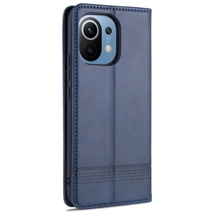 Bild 3, AZNS Xiaomi Mi 11 - AZNS Läder Flip Fodral - Blå