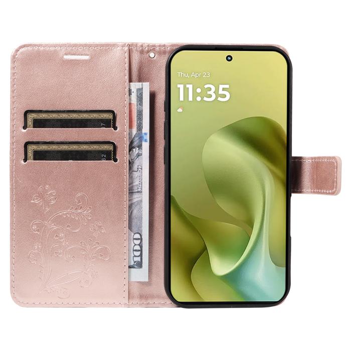 Bild 2,  Motorola Moto G86 Power/G86 5G Fodral Fjäril Tryck Roséguld