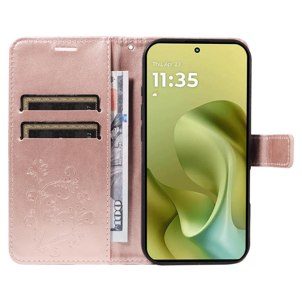  Motorola Moto G86 Power/G86 5G Fodral Fjäril Tryck Roséguld