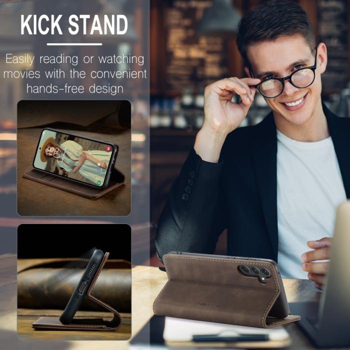 Bild 6, CASEME CASEME Galaxy A56 5G/A36 5G Fodral Retro Läder Mörk Brun