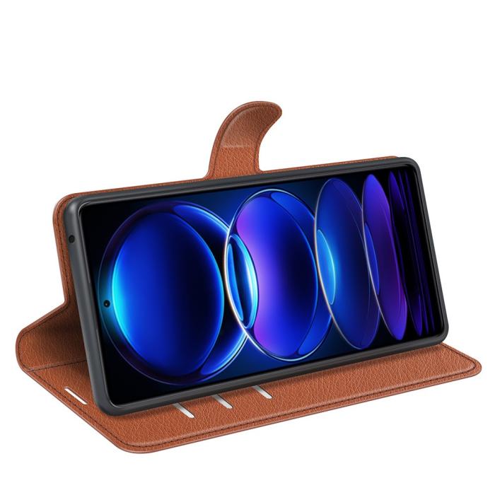 Bild 3,  Xiaomi Redmi Note 12 Pro 5G Fodral Litchi Läder Brun