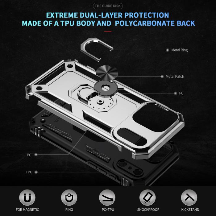 Bild 2,  iPhone 17 Pro Skal Shockproof Hybrid Ring Silver