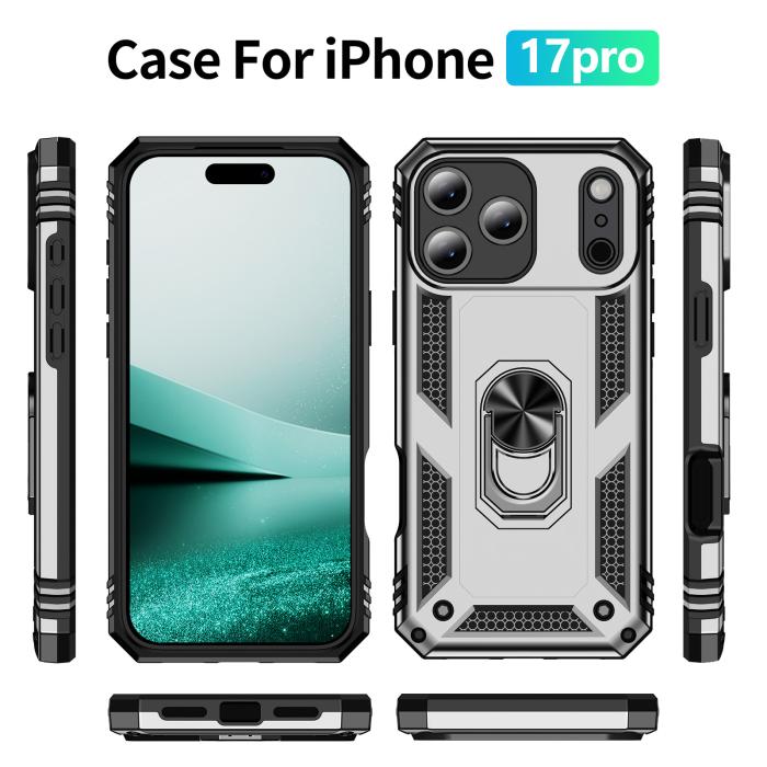 Bild 5,  iPhone 17 Pro Skal Shockproof Hybrid Ring Silver