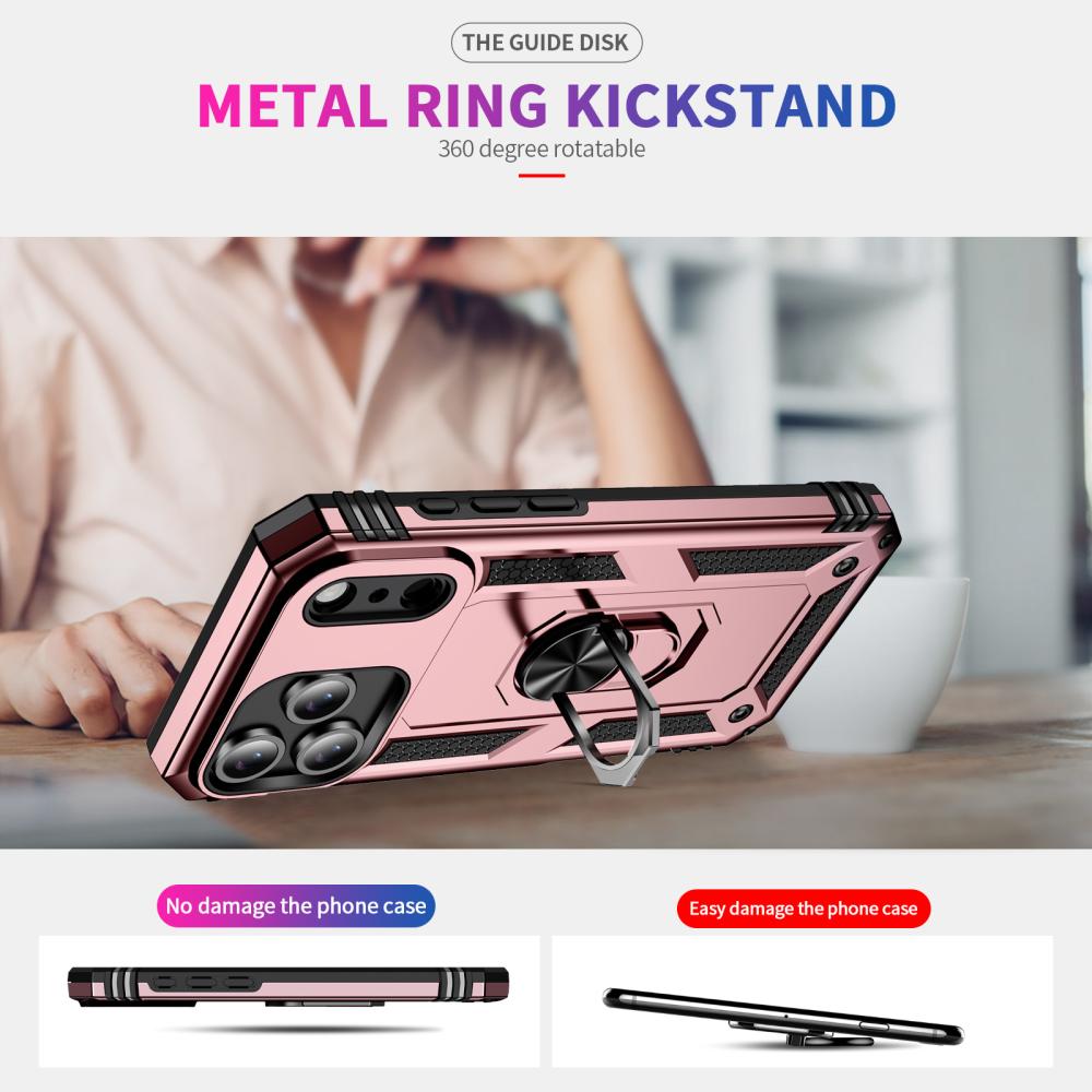  iPhone 17 Pro Skal Shockproof Hybrid Ring Roséguld