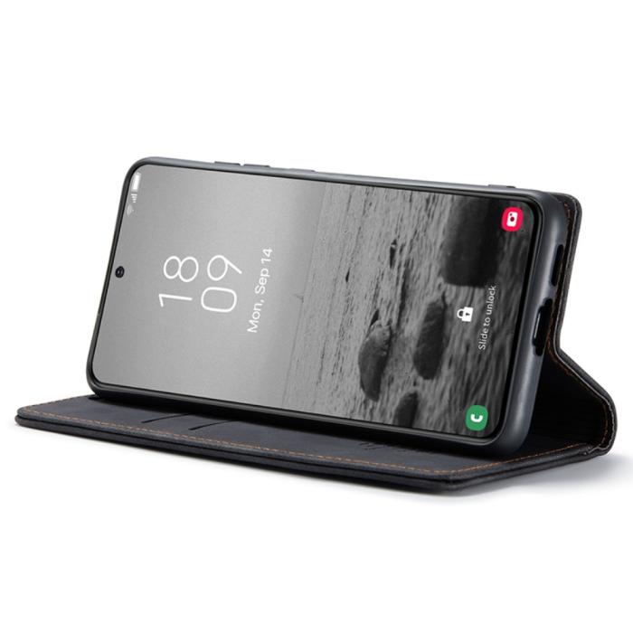 Bild 3, CASEME CASEME Galaxy S24 Fodral Flip Retro Läder Svart