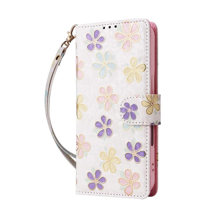 Bild 5,  iPhone 17 Fodral RFID Läder Färgglada Blommor