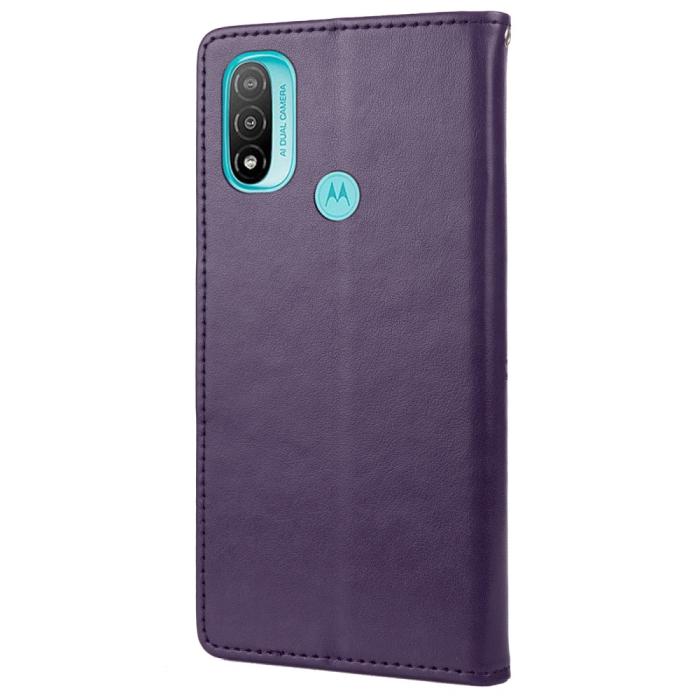 Bild 3,  Motorola Moto E20 / E40 Fodral Tryckt Fjäril Textur Lila