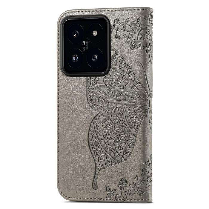 Bild 4,  Xiaomi 14T Fodral Med Fjäril Tryck Grå