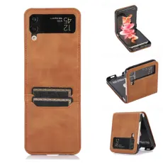  Galaxy Z Flip 3 Fodral Med 2 Kortfack Brun