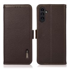 KHAZNEH KHAZNEH Samsung Galaxy A25 5G Fodral Litchi RFID &Auml;kta L&auml;der Brun