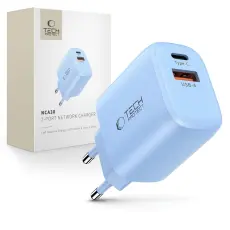 Tech-Protect Tech-Protect 30W V&auml;ggladdare PD QC3.0 USB-C / USB-A Baby Blue