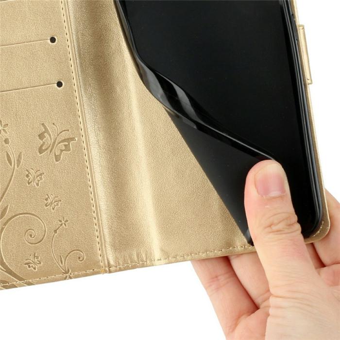 Bild 4,  Samsung Galaxy A27 5G Fodral Blommor/Fjärilar Guld