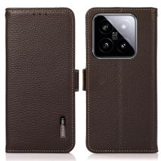 KHAZNEH KHAZNEH Xiaomi 14 Ultra Fodral RFID Litchi &Auml;kta L&auml;der Brun
