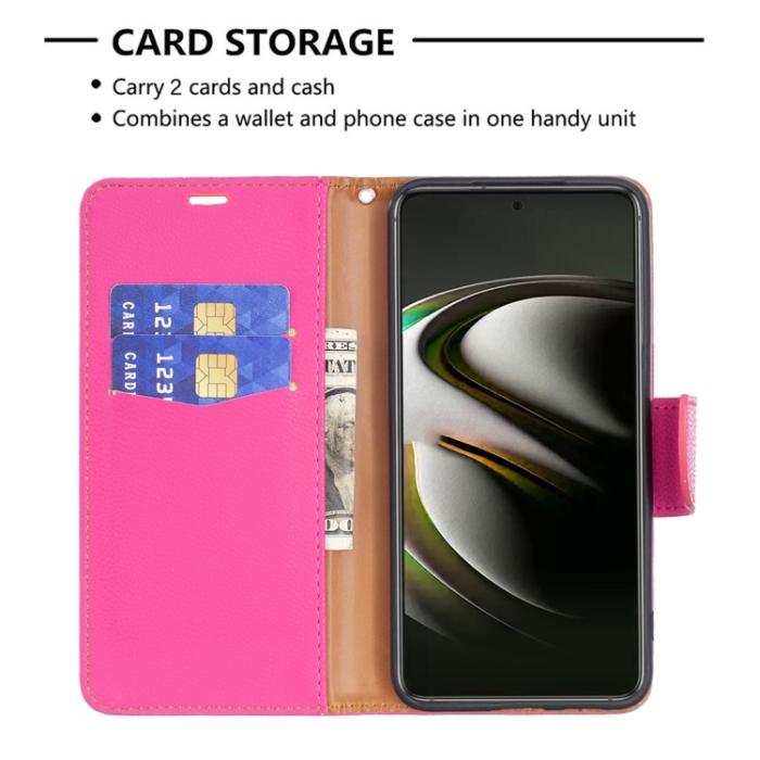 Bild 5,  Samsung Galaxy S22 Fodral Litchi Shark Rosa