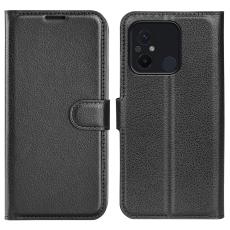 Xiaomi Redmi 12C 4G Fodral Litchi L&auml;der Svart