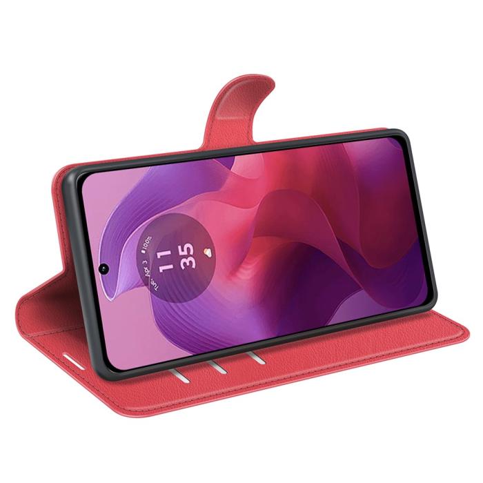 Bild 3,  Motorola Moto G04 4G/G24 4G Fodral Litchi Läder Röd