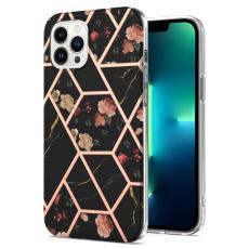  iPhone 16 Pro Max Skal TPU Marmor Svart Blomma