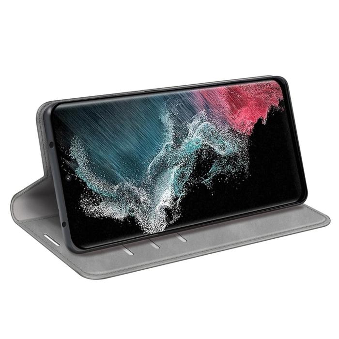 Bild 3,  Samsung Galaxy S23 Ultra Fodral Flip Skin Touch Grå