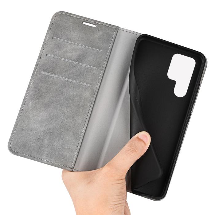 Bild 4,  Samsung Galaxy S23 Ultra Fodral Flip Skin Touch Grå