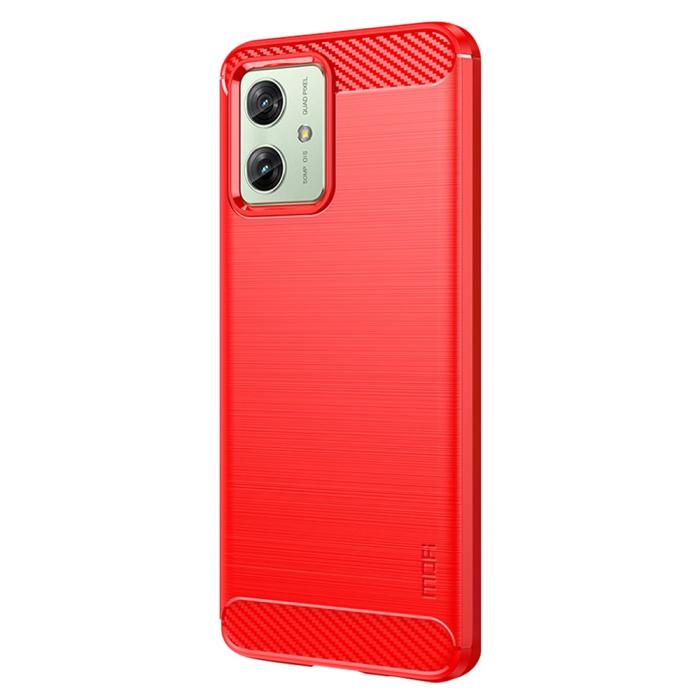 Bild 2, MOFI MOFI Motorola Moto G54 5G Skal Borstad Stål Textur Röd