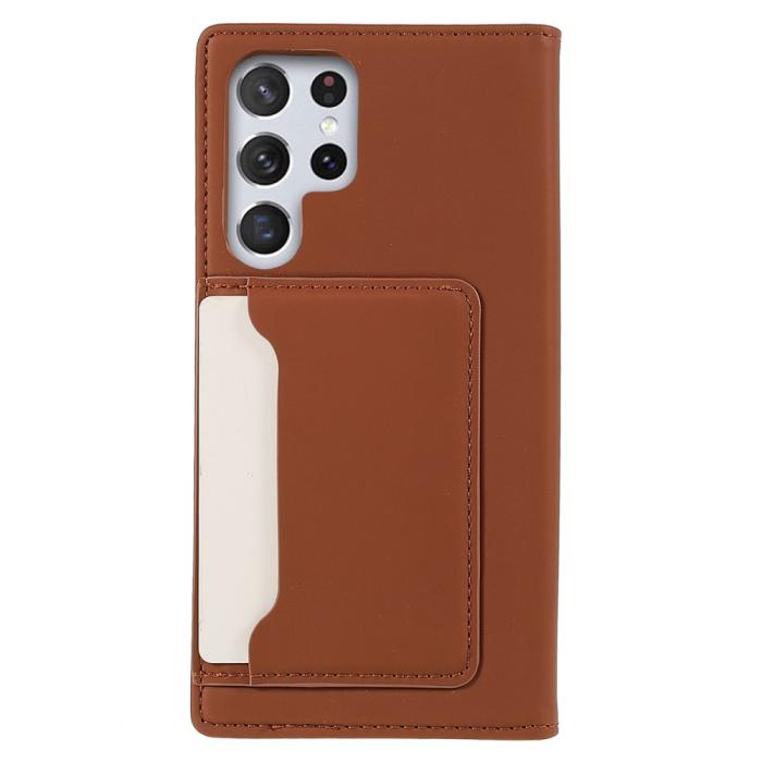 Bild 3,  Samsung Galaxy S22 Ultra Fodral Flip Läder Med Kortfack Brun